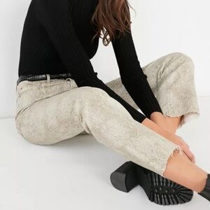 Urban Outfitters BDG Kick Flare High Waisted Snake Print Cropped Jeans